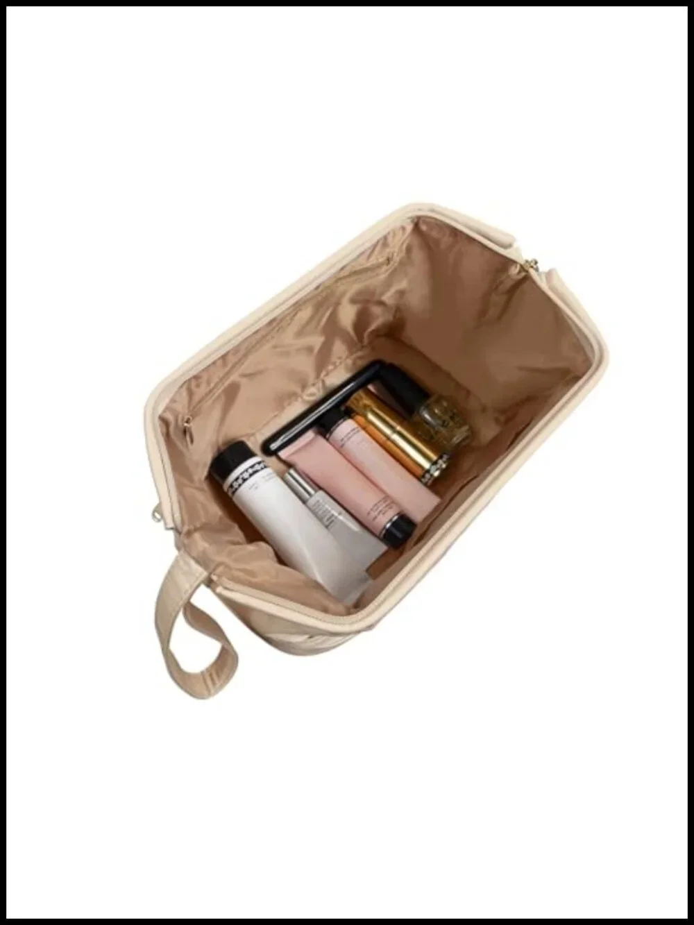 Luxe Double Layer Spacious Waterproof Cosmetic Travel Bag PU Leather with Handle